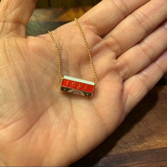 Love Charm Necklace in Red White and Green 18k Ball Chain - Picture 4 of 5